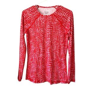 Athleta Point Break Rash Guard Top Size Medium Hudson Red